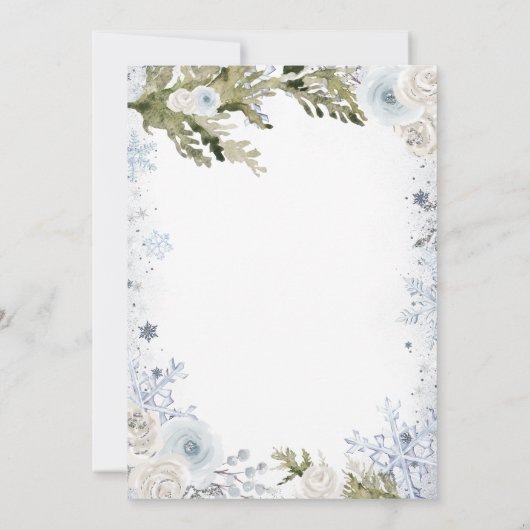 私たちの小さなクッキーブルースノーフレークボーイベビーシャワー 招待状 (裏面)