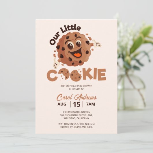 私たちの小さなクッキー甘い赤ちゃんシャワー 招待状 (スタンド正面)