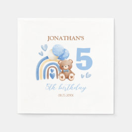 私たちの小さなクマかわいいレインボーバルーン誕生日 スタンダードカクテルナプキン