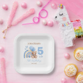 私たちの小さなクマかわいいレインボーバルーン誕生日 ペーパープレート (パーティー)
