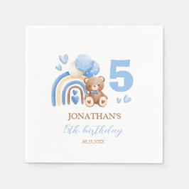 私たちの小さなクマのレインボーバルーン誕生日 スタンダードカクテルナプキン