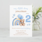 私たちの小さなクマの虹のバルーン2番目の誕生日 招待状 (スタンド正面)