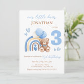 私たちの小さなクマの虹のバルーン3日の誕生日 招待状 (スタンド正面)