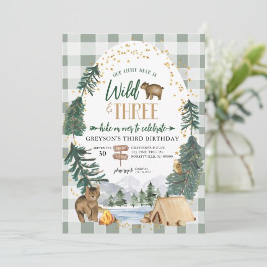 私たちの小さなクマは野生と3誕生日招待状 招待状 (スタンド正面)