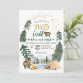 私たちの小さなクマは2つの野生の誕生日招待状 招待状 (スタンド正面)