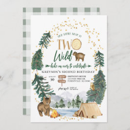 私たちの小さなクマは2つの野生の誕生日招待状 招待状