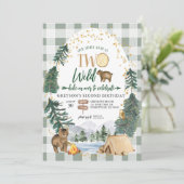 私たちの小さなクマは2つの野生の誕生日招待状 招待状 (スタンド正面)