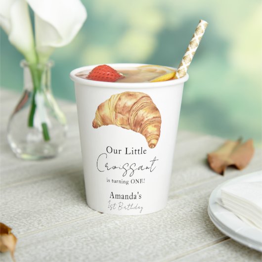 私たちの小さなクロワッサン1st誕生日パーティー 紙コップ (インサイチュ)