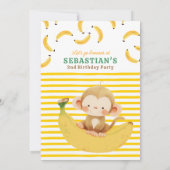 私たちの小さなサルの誕生日にバナナを食べよう 招待状 (裏面)