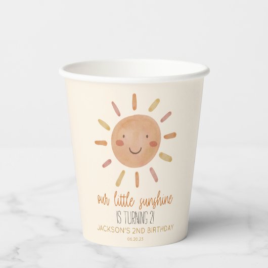 私たちの小さなサンシャインイエローサンバースデーパーティー 紙コップ (裏面)
