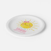 私たちの小さなサンシャインガールピンクボウサンサマーパーティー ペーパープレート (アングル)