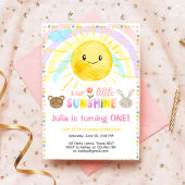 私たちの小さなサンシャインキュートなガールピンク最初の誕生日 招待状