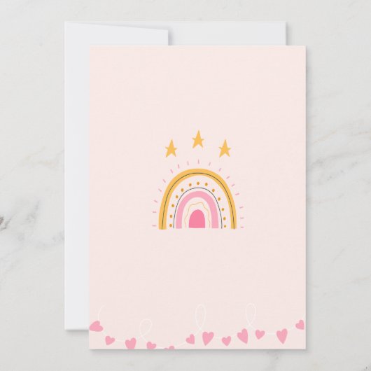 私たちの小さなサンシャインキュートピンクガールファースト誕生日 招待状 (裏面)