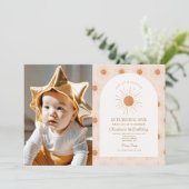 私たちの小さなサンシャインサンミニマルレトロ1st誕生日 招待状 (スタンド正面)