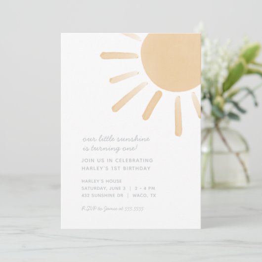 私たちの小さなサンシャインバースデーパーティーの招待 招待状 (スタンド正面)