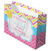 私たちの小さなサンシャインピンクと黄色の誕生日パーティー ラージペーパーバッグ (正面アングル)