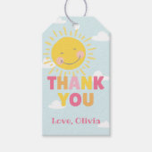 私たちの小さなサンシャインピンクの誕生日パーティー任意の年齢 ギフトタグ (正面)