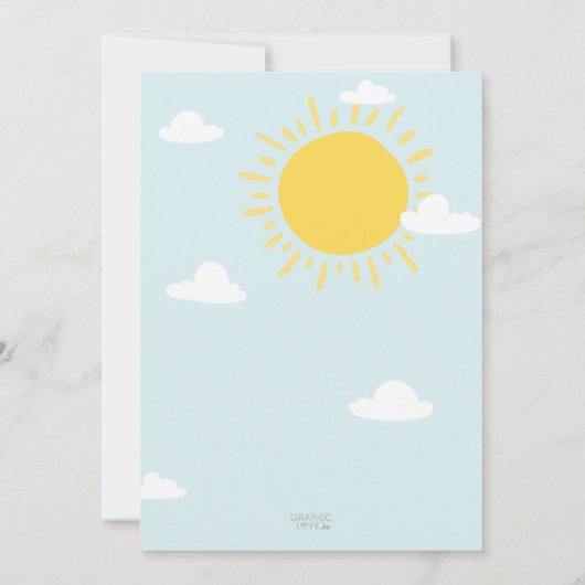 私たちの小さなサンシャインピンクの誕生日パーティー任意の年齢 招待状 (裏面)