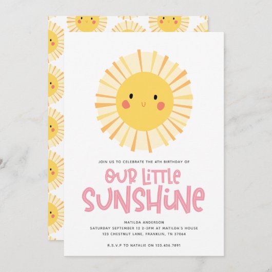 私たちの小さなサンシャインピンクガーリーの誕生日パーティー (正面/裏面)