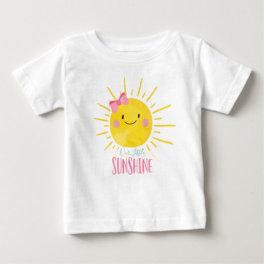 私たちの小さなサンシャインピンクガールベビー夏Tシャツ ベビーTシャツ (正面)