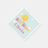 私たちの小さなサンシャインピンクハッピーバースデー任意の年齢 スタンダードカクテルナプキン (角)