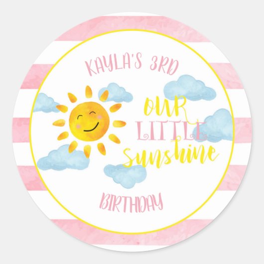 私たちの小さなサンシャインフェイスステッカー ラウンドシール (正面)