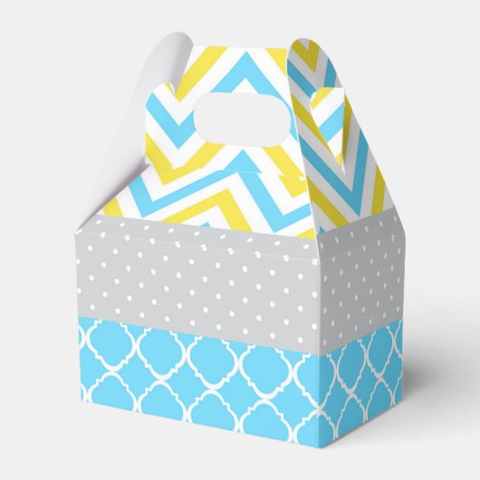 私たちの小さなサンシャインブルーと黄色の誕生日パーティー フェイバーボックス (裏面サイド)