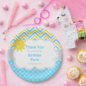 私たちの小さなサンシャインブルーと黄色の誕生日パーティー ペーパープレート (パーティー)