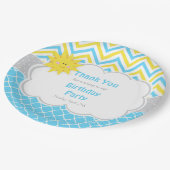 私たちの小さなサンシャインブルーと黄色の誕生日パーティー ペーパープレート (アングル)