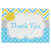 私たちの小さなサンシャインブルーと黄色の誕生日パーティー ラージペーパーバッグ (裏面)