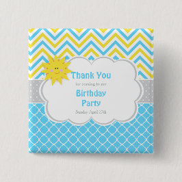 私たちの小さなサンシャインブルーと黄色の誕生日パーティー 缶バッジ