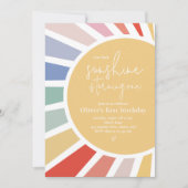 私たちの小さなサンシャインボホレインボー1st誕生日 招待状 (正面)