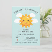 私たちの小さなサンシャインボーイの最初の誕生日パーティー 招待状 (スタンド正面)
