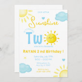 私たちの小さなサンシャインボーイブルー2nd誕生日パーティー 招待状 (正面/裏面)