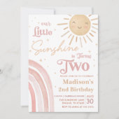 私たちの小さなサンシャインレインボーガール2nd誕生日 招待状 (正面)