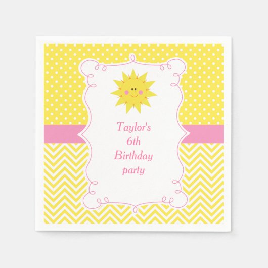 私たちの小さなサンシャイン誕生日サンキュー スタンダードカクテルナプキン (正面)