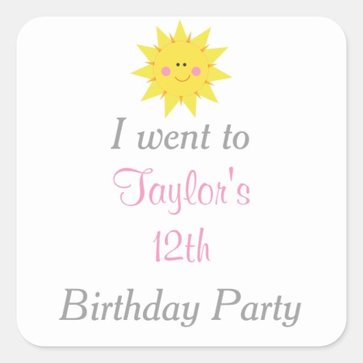 私たちの小さなサンシャイン誕生日'私は行った' スクエアシール (正面)