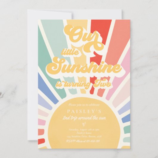 『私たちの小さなサンシャイン2歳の誕生日』 招待状 (正面)