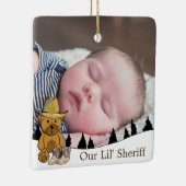 私たちの小さなシェリフTeddyベアベビー写真クリスマス セラミックオーナメント (右)