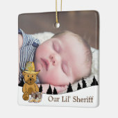 私たちの小さなシェリフTeddyベアベビー写真クリスマス セラミックオーナメント (左)