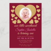 私たちの小さなスイートハート バーガンディ ゴールド ハート バースデー