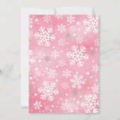 私たちの小さなスノーフレークのピンクの1歳の誕生日 招待状 (裏面)