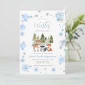 私たちの小さなスノーフレークスディアアニマル誕生日招待状 招待状 (スタンド正面)