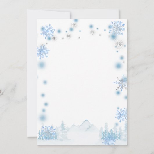 私たちの小さなスノーフレークスディアアニマル誕生日招待状 招待状 (裏面)