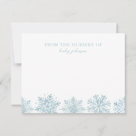 私たちの小さなスノーフレーク赤ちゃんシャワーサンキューカード サンキューカード (正面)