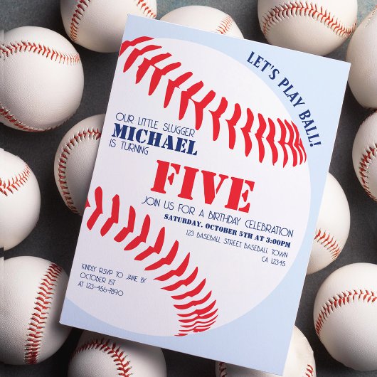 私たちの小さなスラッガー野球の誕生日パーティー 招待状