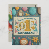 「私たちの小さなスーパースターに誕生日おめでとう！」 ポストカード (正面/裏面)