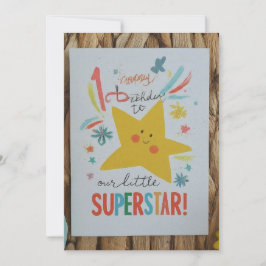 「私たちの小さなスーパースターに誕生日おめでとう！」 招待状