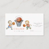 私たちの小さなチャンプバスケットバスケットボーイベビーシャワー エンクロージャーカード (正面)