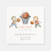 私たちの小さなチャンプバスケットバスケットボーイベビーシャワー スタンダードカクテルナプキン (正面)